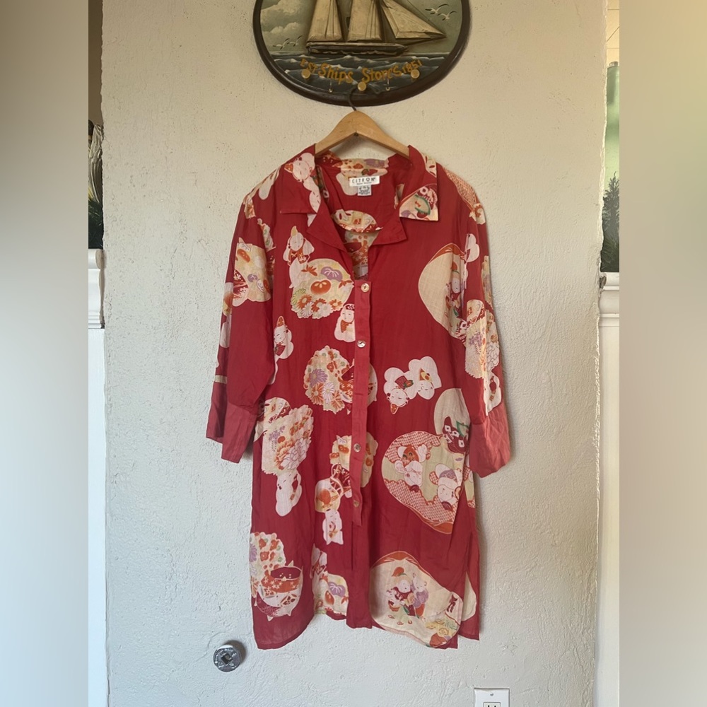Citron Santa Monica Red Linen Tunic